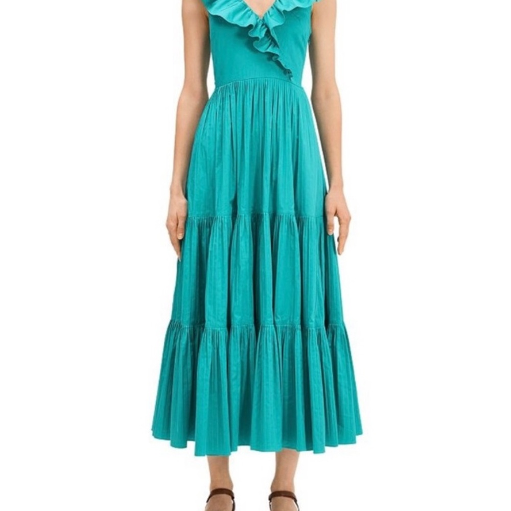 Kate Spade Blue Tiered Ruffled Midi Sundress